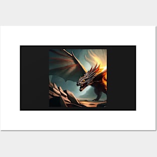 Evil Monstrous Dragon in a Cave Posters and Art